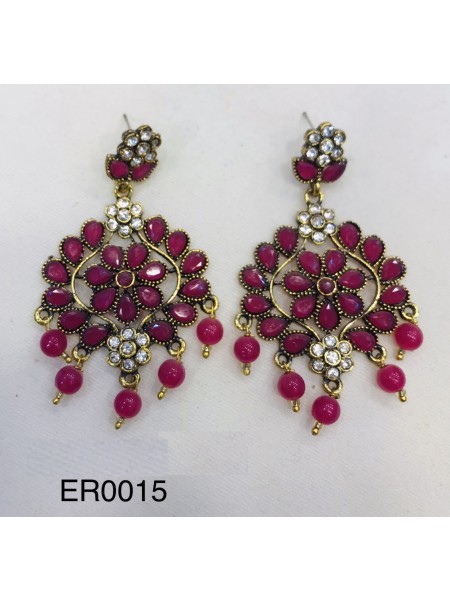 EARING ER-0015 PINK GEMS