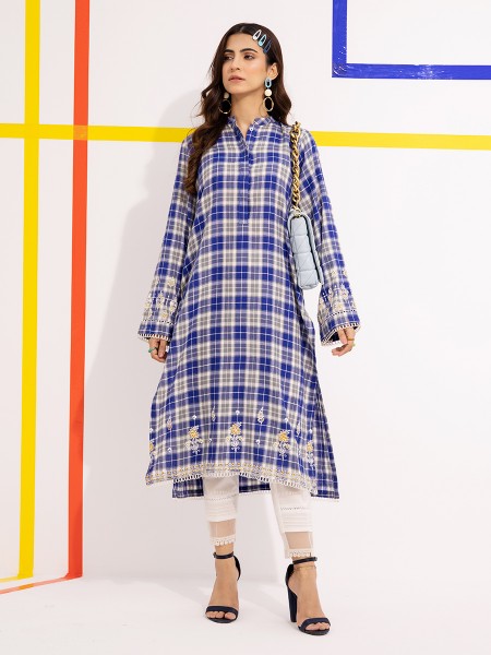 Ace Womens Blue Checkered Pret - A-W1PW22-327