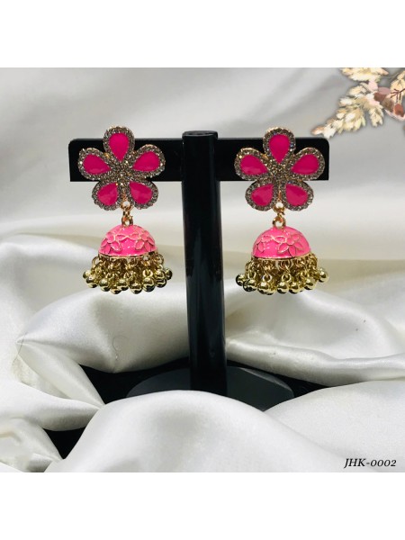 AL-GHAZI JHUMKY (PINK FLOWER)-JHK-0002