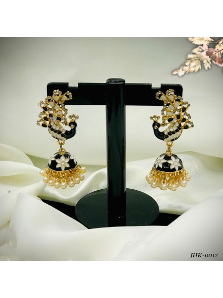 AL-GHAZI PEACOCK JHUMKY (BLACK)-JHK-0017