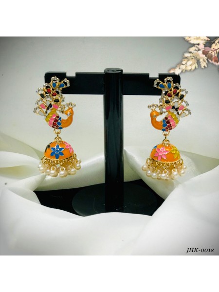 AL-GHAZI PEACOCK JHUMKY (ORANGE)-JHK-0018
