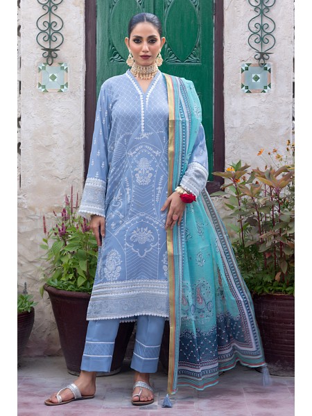 LSM 03 piece Unstitched Embroidered Slub with Fancy Slub Digital Printed Organza LG-EA-0433