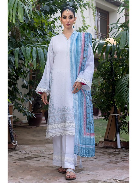 LSM 03 piece Unstitched Embroidered Slub with Fancy Slub Digital Printed Organza LG-ZH-0036