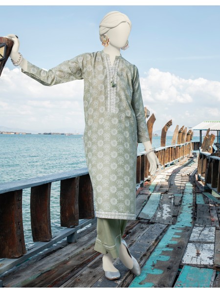 Junaid Jamshed 1 Piece Green Unstitched Fabric for Women JLAWN-S-JSU-24-916