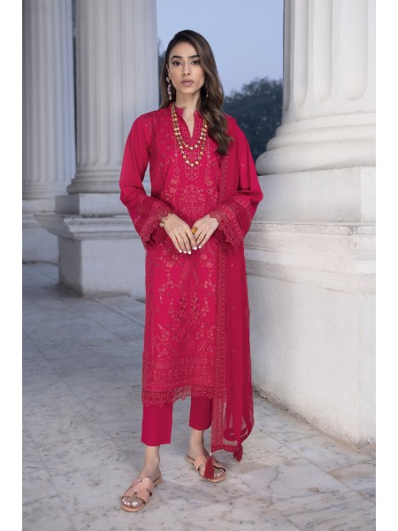 Lakhany By LSM Spring Collection 03 Piece Unstitched Embroidered Lawn With Embroidered Chiffon dupatta LG-IZ-0152