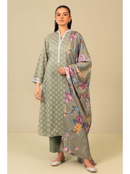 Cross Stitch Daily Lawn Blooming Sage 3 PC Suit For Women and Girls 489439814_PK-2306165021