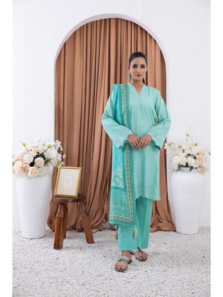 Lakhany By LSM Spring Embroidered 03 Piece Unstitched Embroidered, With Fancy Zari Printed Lawn Dupatta LG-IZ-0116