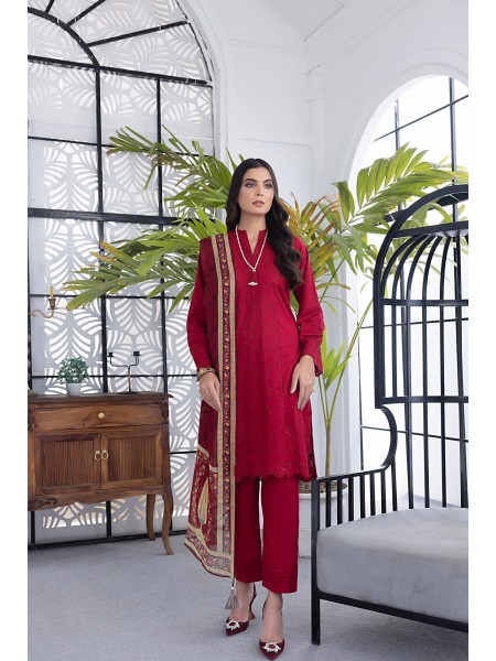 Lakhany By LSM Festive 03 Piece Unstitched Embroidered Lawn With Printed Chiffon dupatta LG-IZ-0163