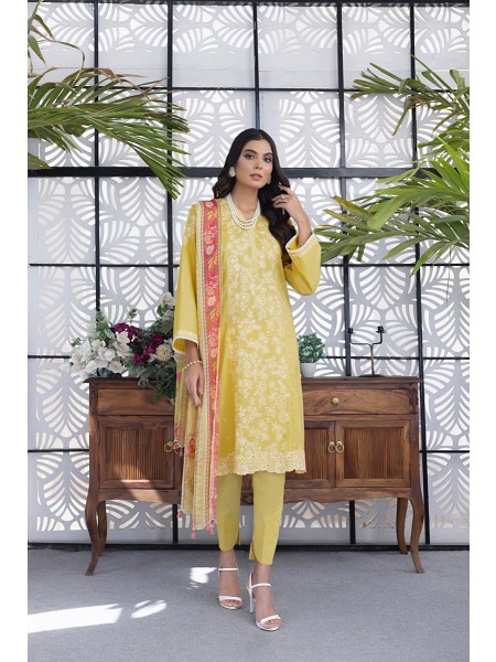 Lakhany By LSM Festive 03 Piece Unstitched Embroidered Lawn With Printed Chiffon dupatta LG-RL-0025