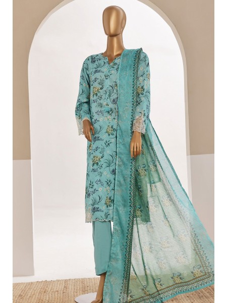 Sada Bahar Stitched 3 Piece Cutwork Emb Lawn Vol-04 Collection'2024-CW-2120-Ferozi