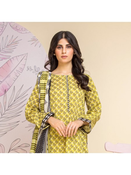 Edenrobe Mid Summer EWU24A1-26452-3P Unstitched Light Mehndi Printed Lawn 3 Piece