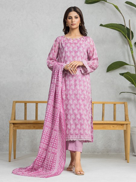 Edenrobe Mid Summer EWU24A1-28574-3P Unstitched Pink Printed Lawn 3 Piece