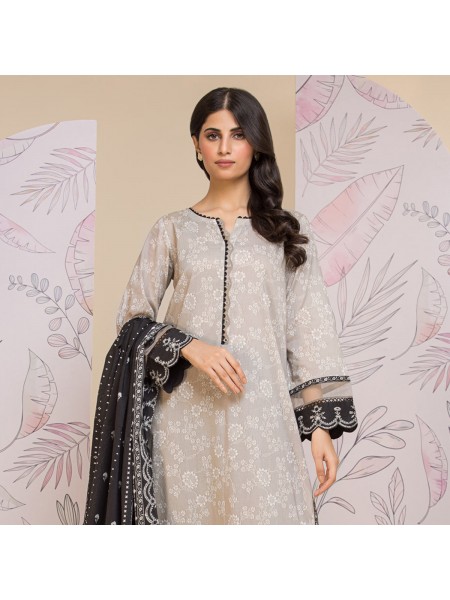 Edenrobe Mid Summer Grey Printed Lawn 3 Piece Unstitched - EWU24A1-28018-3P