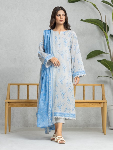 Edenrobe Mid Summer Light Grey Printed Lawn 3 Piece Unstitched EWU24A1-28441-3P